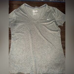 Nike Grey Dri-Fit V-Neck Tee M
